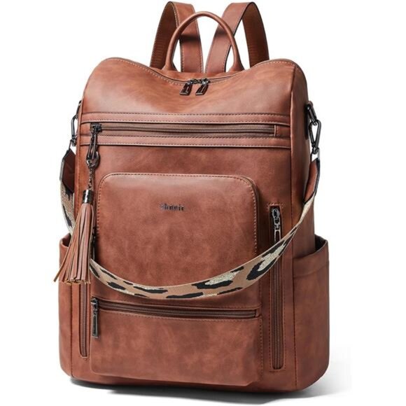 Handbags - Vegan Leather Laptop Backpack for Women 15.6 inch Work Backpack Fashion